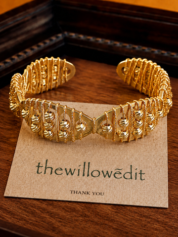 Gilded Heirloom Layered Cuff Bracelet