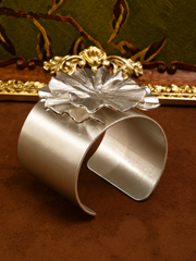 Silver Petal Satin Cuff Bracelet