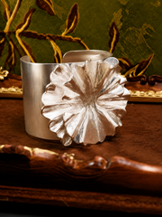 Silver Petal Satin Cuff Bracelet