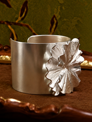 Silver Petal Satin Cuff Bracelet