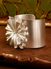 Silver Petal Satin Cuff Bracelet